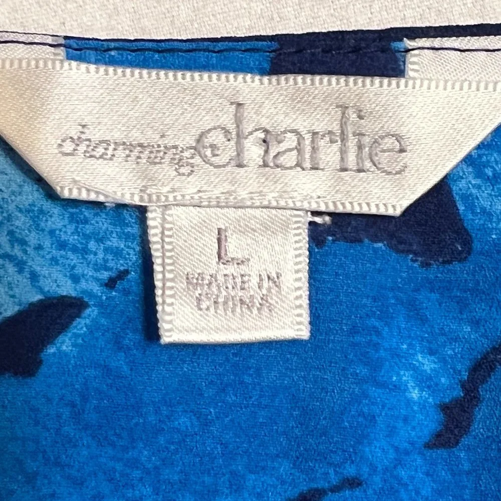 Charming Charlie Women's Dress Floral Sleeveless Pleat Shirt Size L Knee Length - Picture 4 of 9